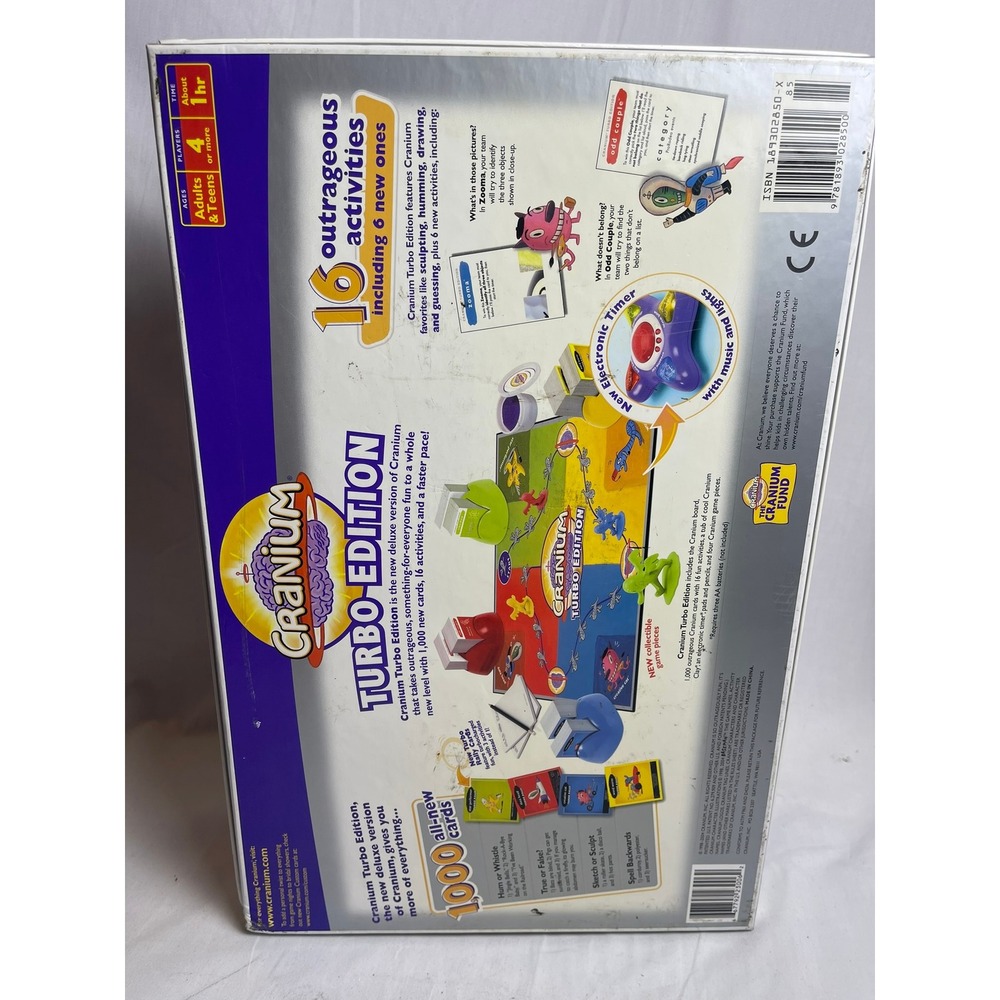Cranium Turbo Edition Board Game Deluxe 1000‎ Cards Electronic Timer 2004 Party